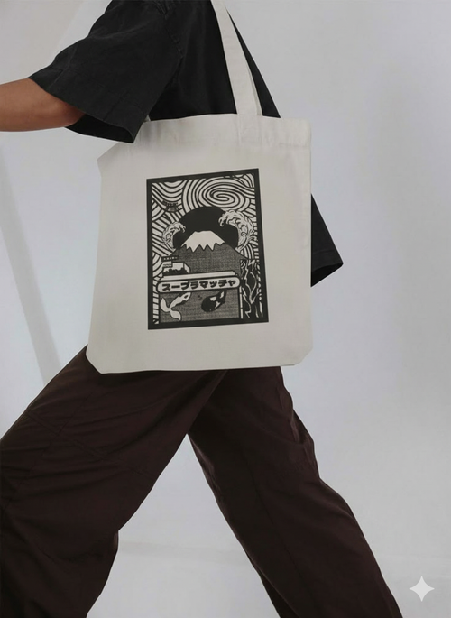 Tote bag Supramatcha en coton bio 300 g/m² — sac robuste au logo imprimé